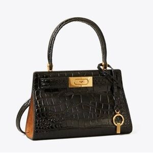 Tory Burch Lee Radziwill Petite Bag in Black Crocodile NWOT